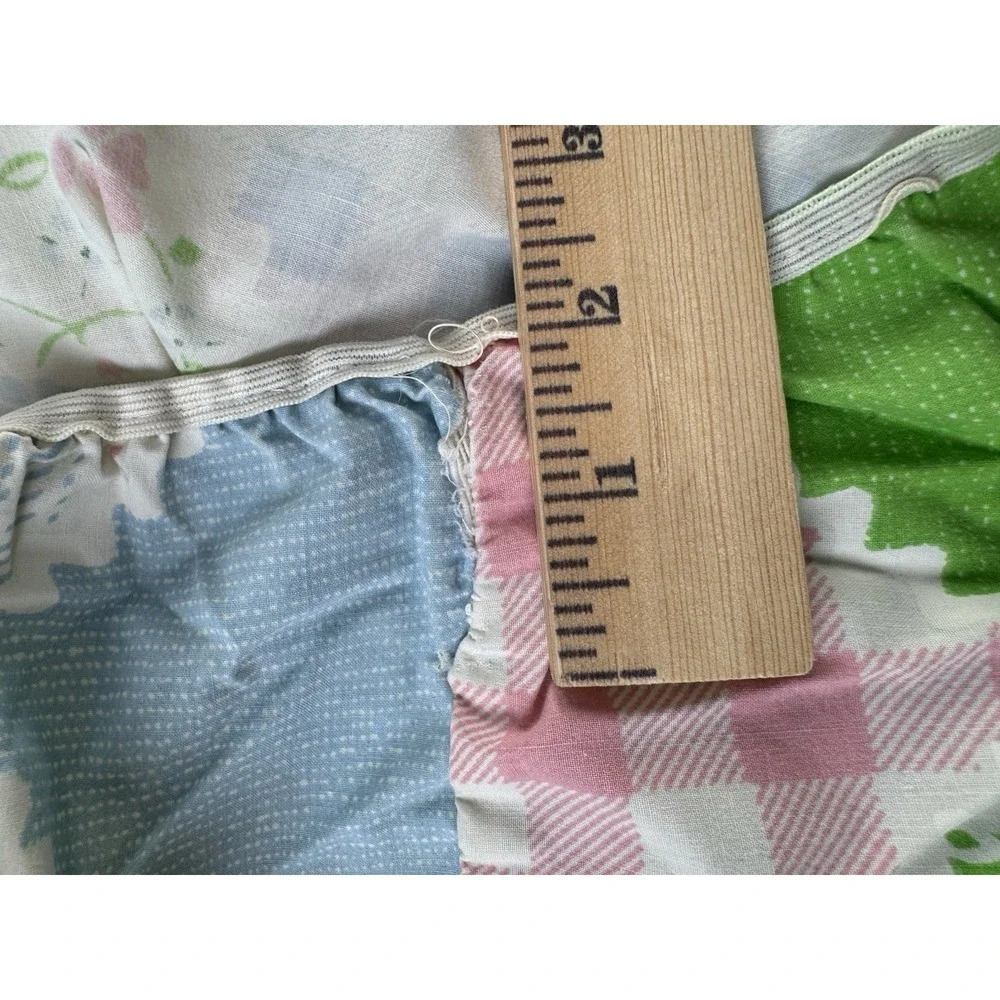 Vintage Sears Patchwork Full Sheet Set 4 Pc Flat Fitted 2 Cases Floral Gingham